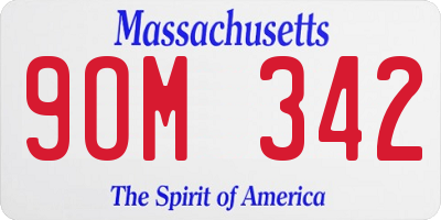 MA license plate 9OM342