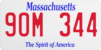 MA license plate 9OM344