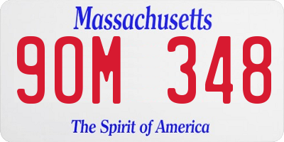 MA license plate 9OM348