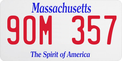 MA license plate 9OM357