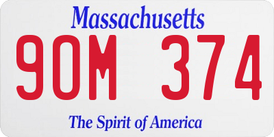 MA license plate 9OM374