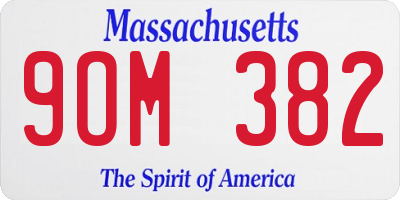 MA license plate 9OM382