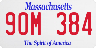 MA license plate 9OM384