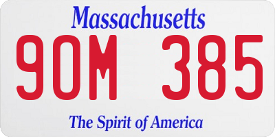 MA license plate 9OM385