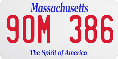 MA license plate 9OM386