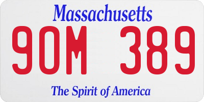 MA license plate 9OM389