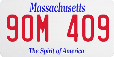 MA license plate 9OM409