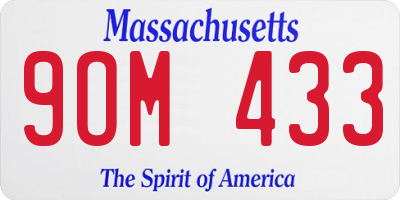 MA license plate 9OM433