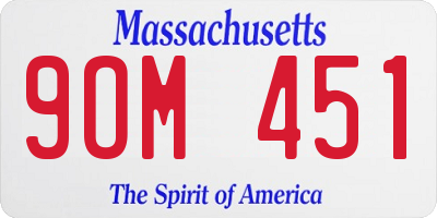 MA license plate 9OM451