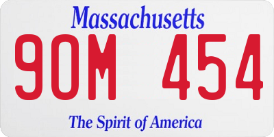 MA license plate 9OM454