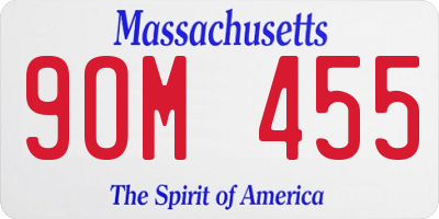 MA license plate 9OM455