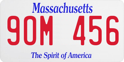 MA license plate 9OM456