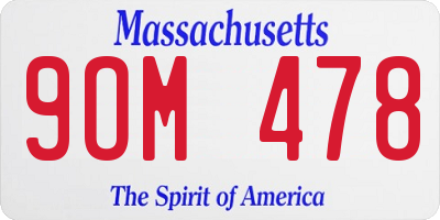 MA license plate 9OM478