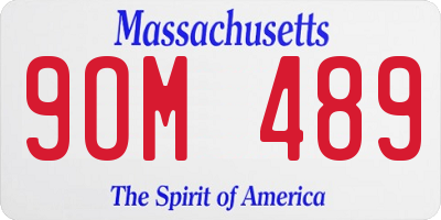 MA license plate 9OM489