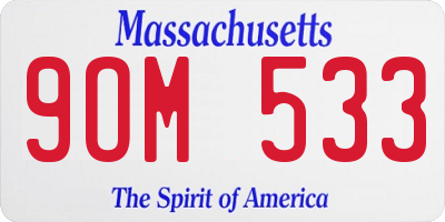 MA license plate 9OM533