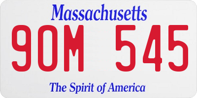MA license plate 9OM545