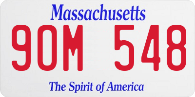 MA license plate 9OM548
