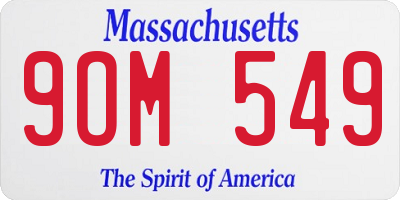 MA license plate 9OM549