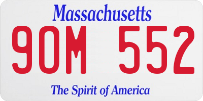 MA license plate 9OM552