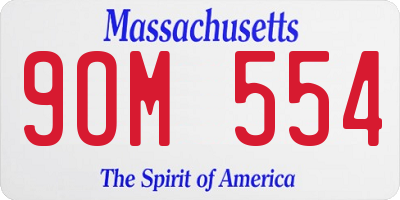 MA license plate 9OM554