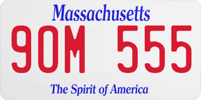 MA license plate 9OM555