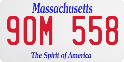 MA license plate 9OM558