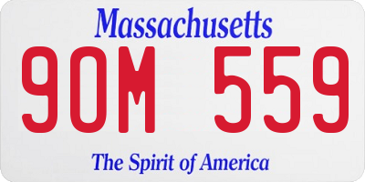 MA license plate 9OM559
