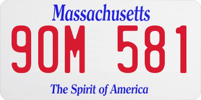 MA license plate 9OM581