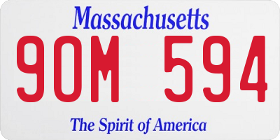 MA license plate 9OM594