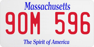 MA license plate 9OM596