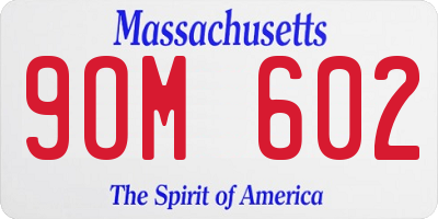 MA license plate 9OM602