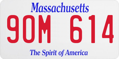 MA license plate 9OM614
