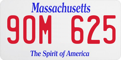 MA license plate 9OM625