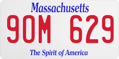 MA license plate 9OM629