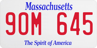 MA license plate 9OM645