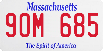 MA license plate 9OM685