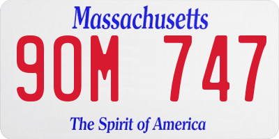 MA license plate 9OM747