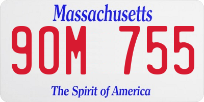 MA license plate 9OM755