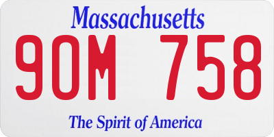 MA license plate 9OM758