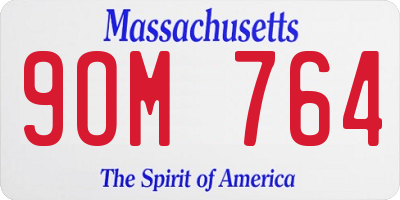 MA license plate 9OM764