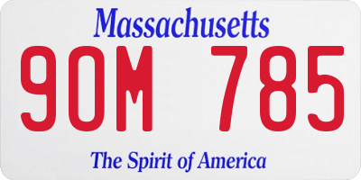 MA license plate 9OM785