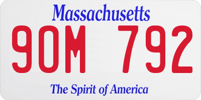 MA license plate 9OM792