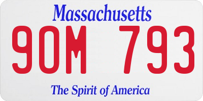 MA license plate 9OM793