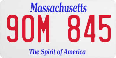 MA license plate 9OM845