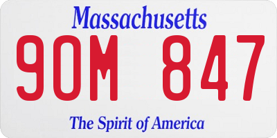 MA license plate 9OM847