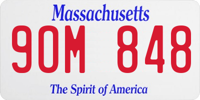 MA license plate 9OM848