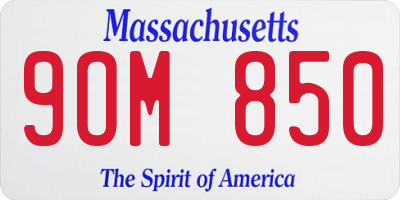 MA license plate 9OM850