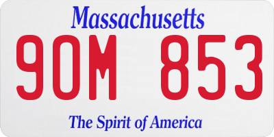 MA license plate 9OM853