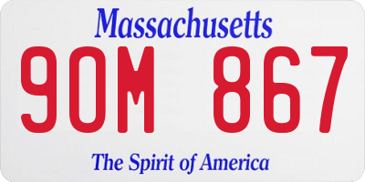 MA license plate 9OM867