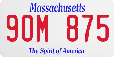 MA license plate 9OM875